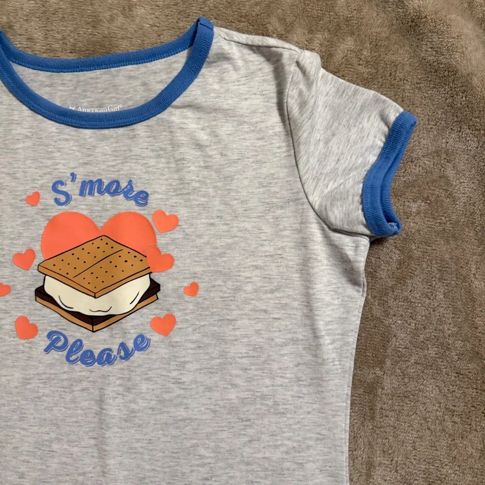 American Girl Kids S'more Please Pajama Set Gray Blue Size L 14/16 PJs